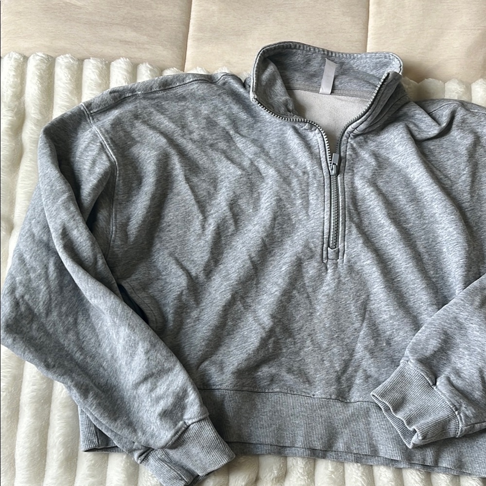 Fabletics Grey Quarter-Zip Pullover Sweater